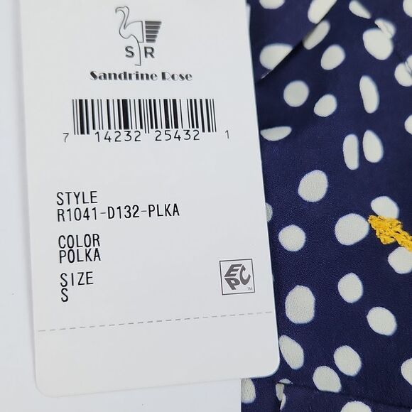 Free People -652 Sandrine Rose Navy Polka Dot Anchor button down shirt Small - Picture 6 of 9